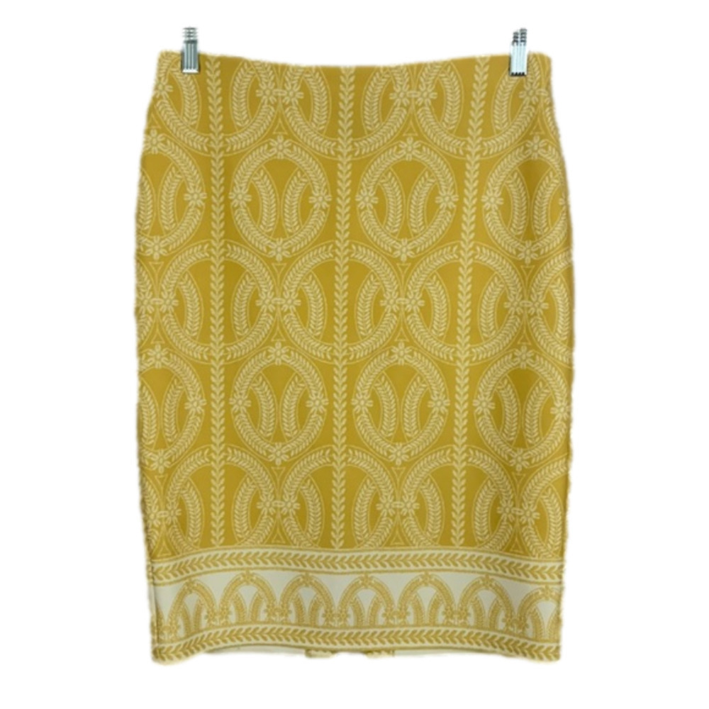 New York Clothing Company Mustard Yellow Printed Pencil Skirt~Size M